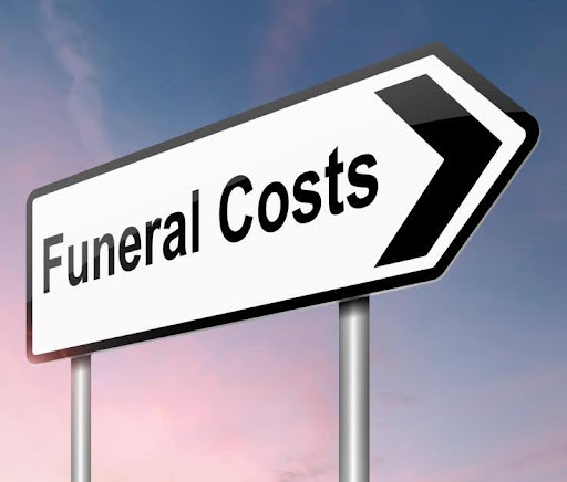 Funeral cost written on sign board